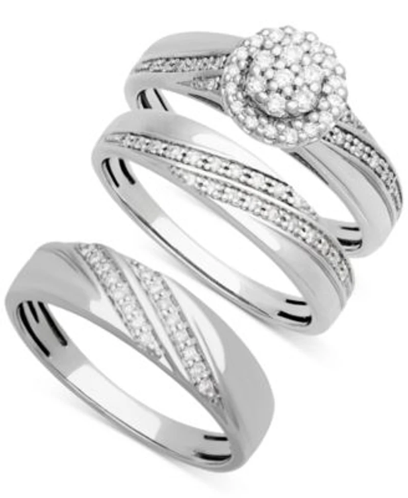 Diamond His Hers Wedding Set Collection In 14k White Gold