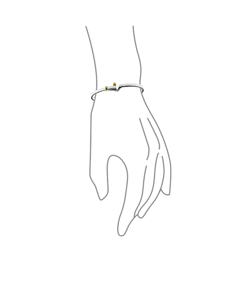 Bling Jewelry Two Tone Stacking Functional Hook And Eye Catch Bangle Bracelet Yellow Gold Platerd Sterling Silver Adjustable 7-8 Inch