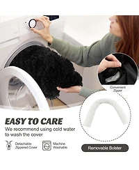 Plush Calming Dog Couch Bed with Anti-Slip Bottom Plush Mat for Dogs & Cats