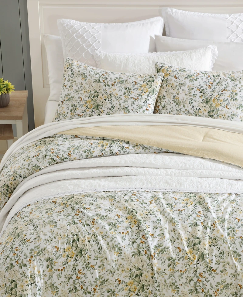 Laura Ashley Country Meadow Reversible -Pc. Comforter Set