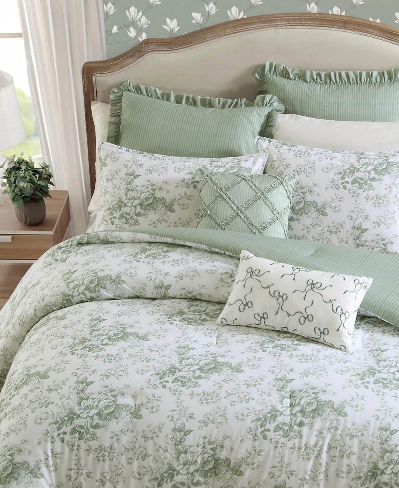 Laura Ashley Toile Delight Reversible 5-Pc. Comforter Set, Twin