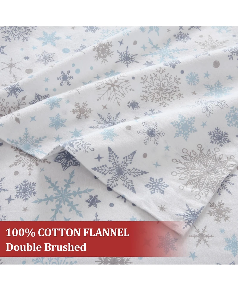gaomon 4 Pieces Christmas Cotton Flannel Bedding Sheet Set