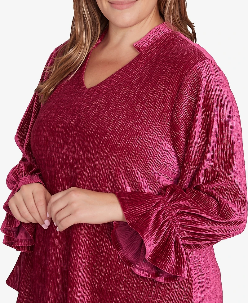 Ruby Rd. Plus Smocked Velvet Blouse