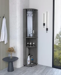 Nashville Corner Bar Cabinet Unit with Wine Glass Rack and Lower Cabinet