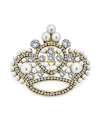 Bling Jewelry Large Fashion Crystal White Simulated Pearl Queen Crown Brooch Pin