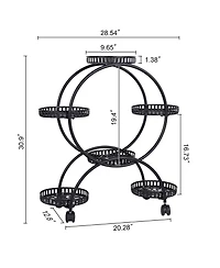 Unho Metal 6 Pot Plant Stand Decorative Flower Pot Holder with Wheels For Indoor Outdoor
