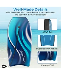 37" Lightweight Body Board with Eps Core Xpe Deck Hdpe Bottom Crescent Tail