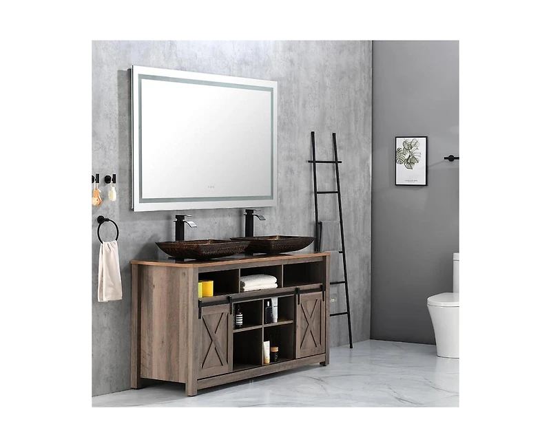 gaomon Bathroom Vanity Mirror Lighted Bathroom Aluminum Mirror 6000K Led Anti-Fog Dimmable Makeup Mirror 72 x 36 Inch White One Size