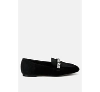 Kyari Velvet Diamante Strap Loafers