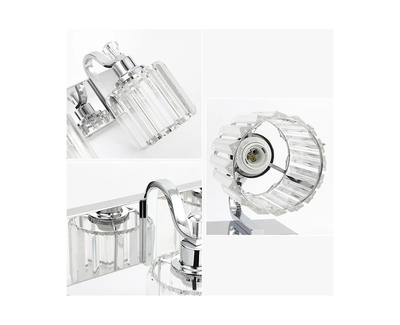 gaomon Led Modern Crystal Bathroom Vanity Lights Over Mirror, Chrome Bathroom Light Fixtures Wall Light (3-Light)