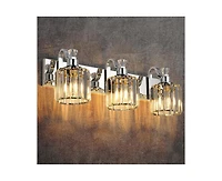 gaomon Led Modern Crystal Bathroom Vanity Lights Over Mirror, Chrome Bathroom Light Fixtures Wall Light (3-Light)