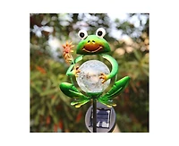 gaomon Frog Solar Lights Outdoor Garden Decorative, Solar Frog Outdoor Decor for Garden, Auto On/Off Solar Powered Stake Lights for Christmas Pathway