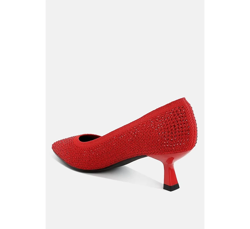 London Rag Vimto Breathable Flyknit Rhinestone Pumps