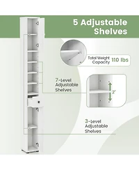 Gymax Tall Slim Bathroom Storage Cabinet Linen Tower w/ Drawer & Adjustable Shelves