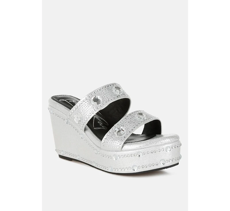 Iki Diki Rhinestone & Diamante Wedge Sandals