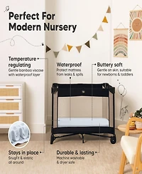 KeaBabies 2pk Isla Waterproof Mini Crib Sheets for Boy, Girl, Soft Pack and Play Graco Mattress