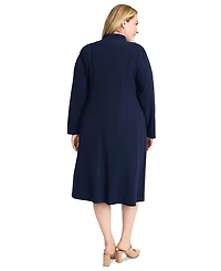 Maggy London Plus Size Split-Neck Structured A-Line Dress