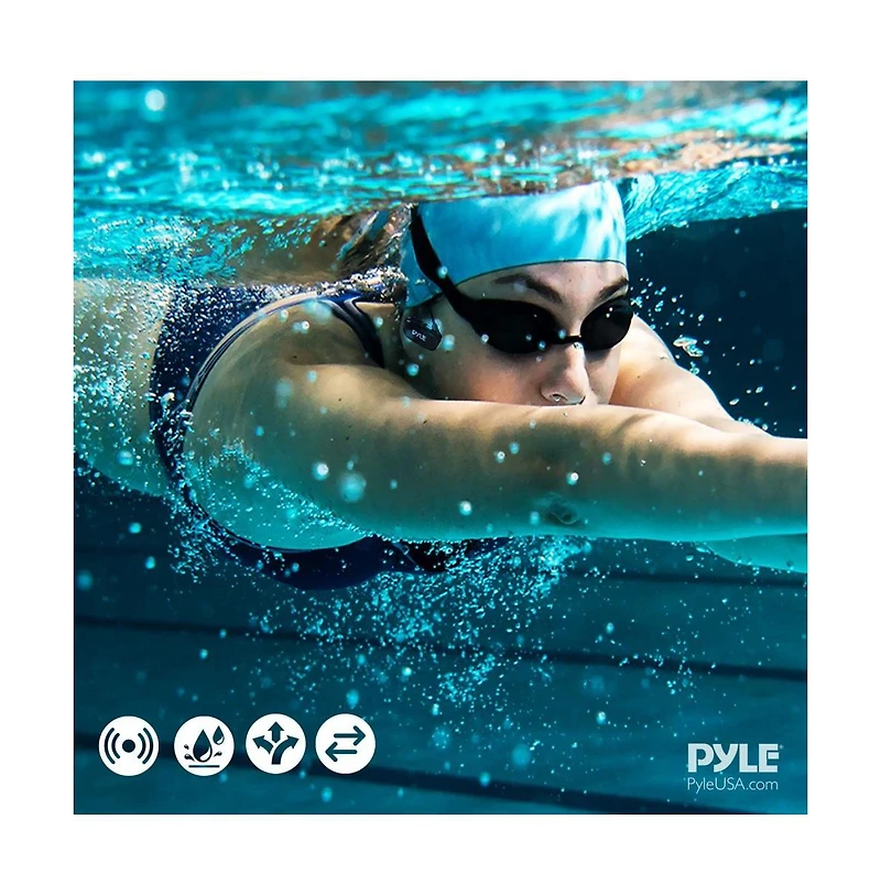 Pyle Bluetooth Waterproof MP3 Player Headphones, 8GB Built-In Memory