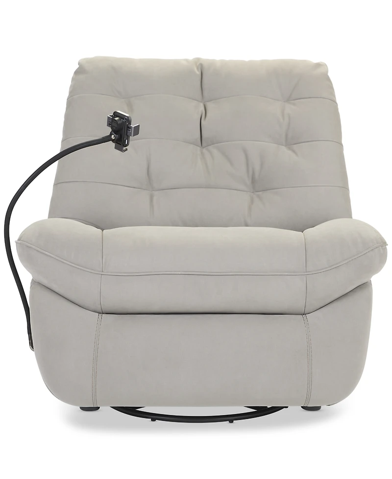 Bovell Fabric Power Swivel Glide Recliner, Created for Macy's