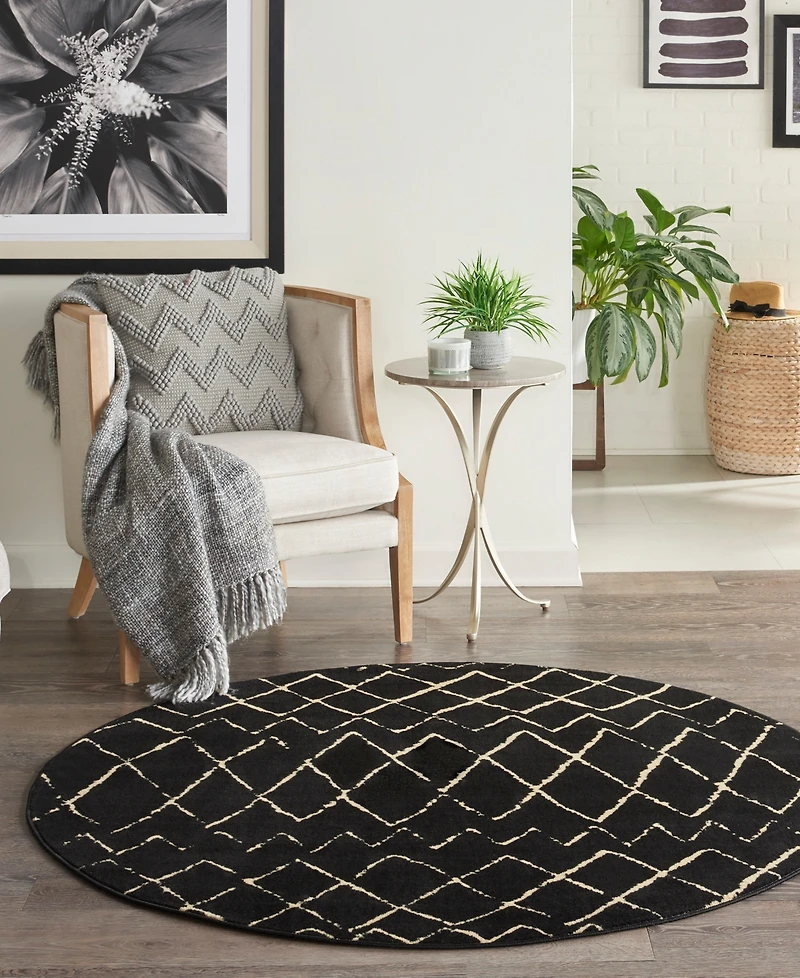 Nourison Home Grafix GRF04 5'3"x5'3" Round Area Rug
