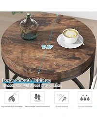 Tribesigns Modern Round End Table Set of Two with Thick Wood Top, 20”Sofa Side Table Coffee Table with Unique Black O-Shaped Base, Midcentury A