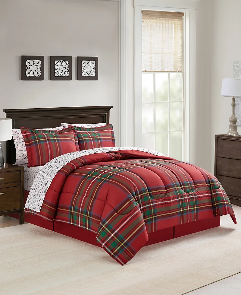 Sunham Holiday Script 8-Pc. Comforter Set, Exclusively at Macy's