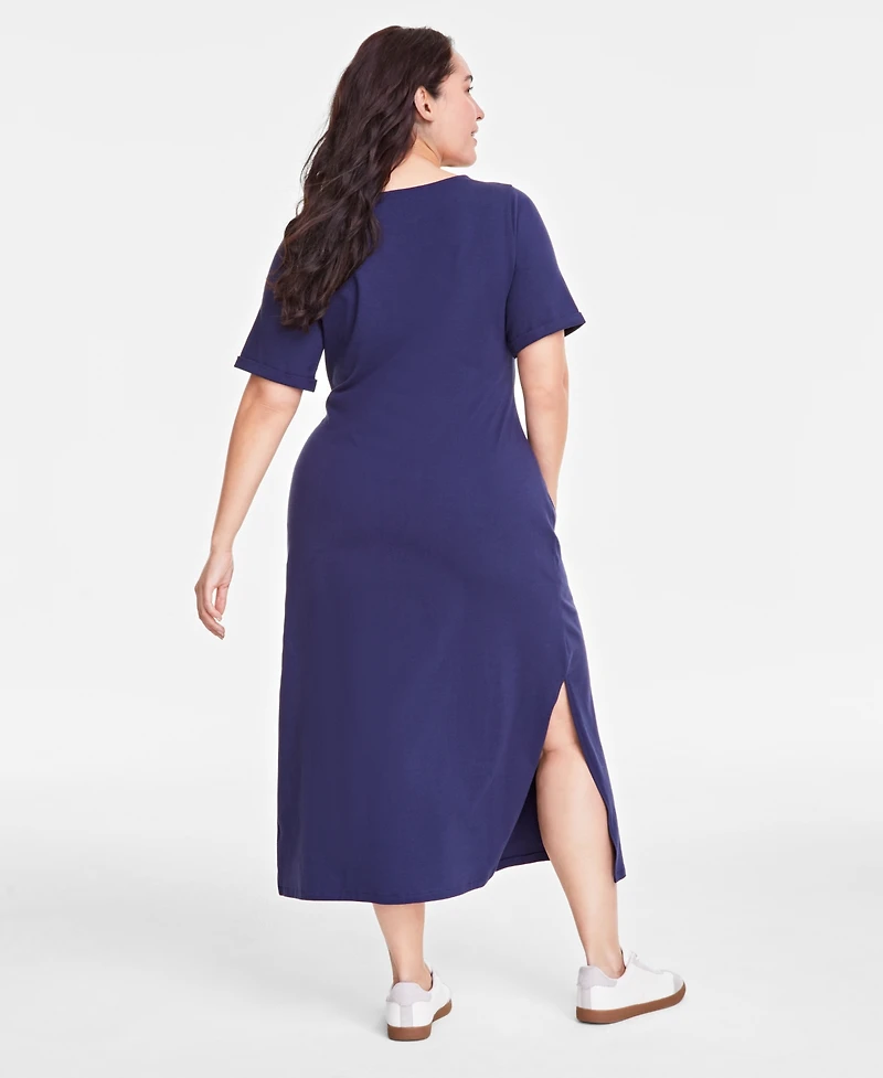 On 34th Trendy Plus Side-Tie Knit Midi Dress, Created for Macy's