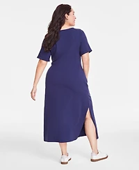 On 34th Trendy Plus Side-Tie Knit Midi Dress, Created for Macy's