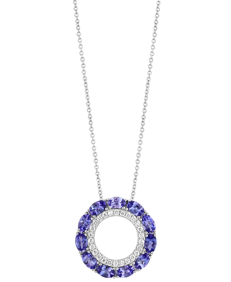 Effy Tanzanite (2-5/8 ct. t.w.) & Diamond (1/3 ct. t.w.) Circle Pendant 18"Necklace in 14k White Gold