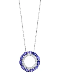 Effy Tanzanite (2-5/8 ct. t.w.) & Diamond (1/3 ct. t.w.) Circle Pendant 18"Necklace in 14k White Gold