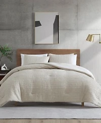 Kenneth Cole New York Serenity Wavy Lines Beige Embossed Duvet Cover Sets