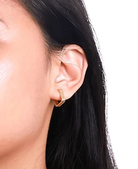 Devata Ribbed Square 14mm Hoop Earrings in 14K Gold, approx. 3.5 grams