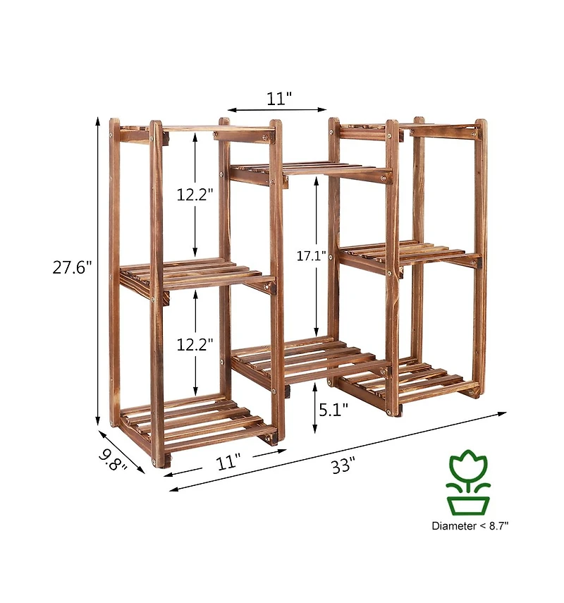 Unho Multifunctional 8 Tiers Garden Patio Plant Stand Flowers Rack Indoor Outdoor