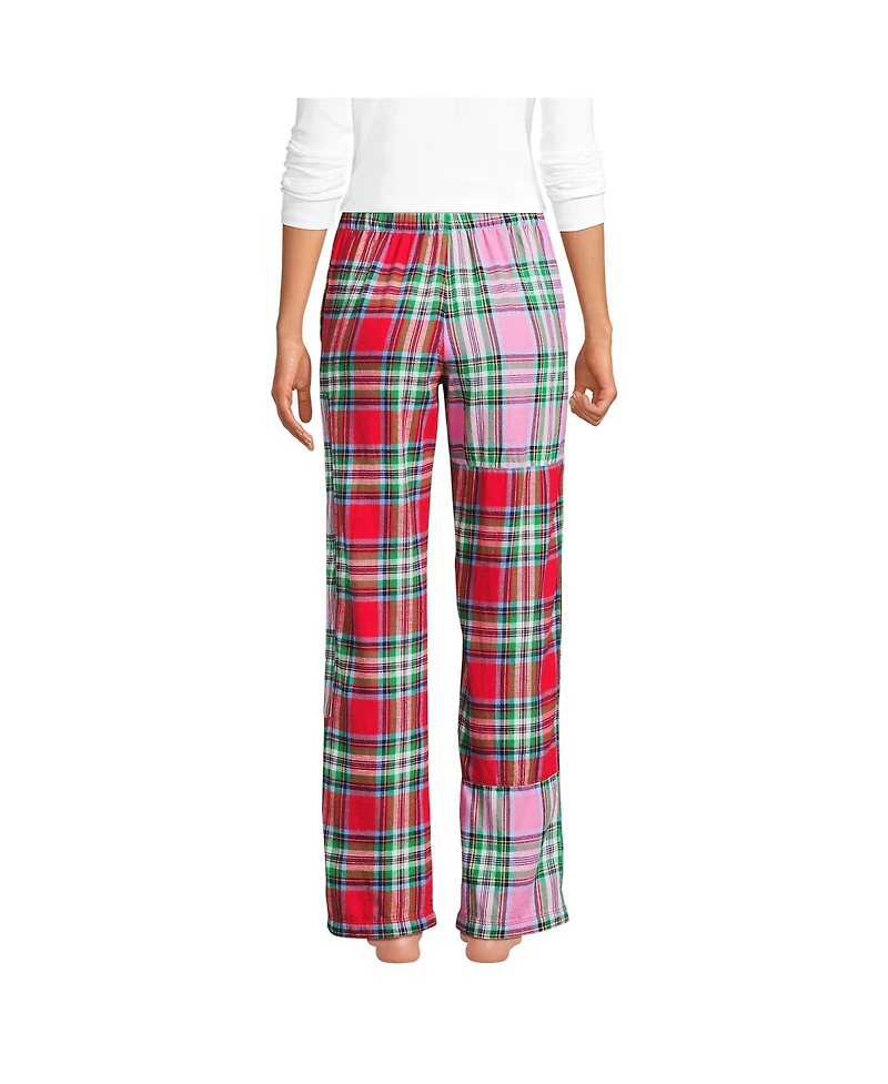 Lands' End Women's Petite Flannel Patchwork Pajama Pants