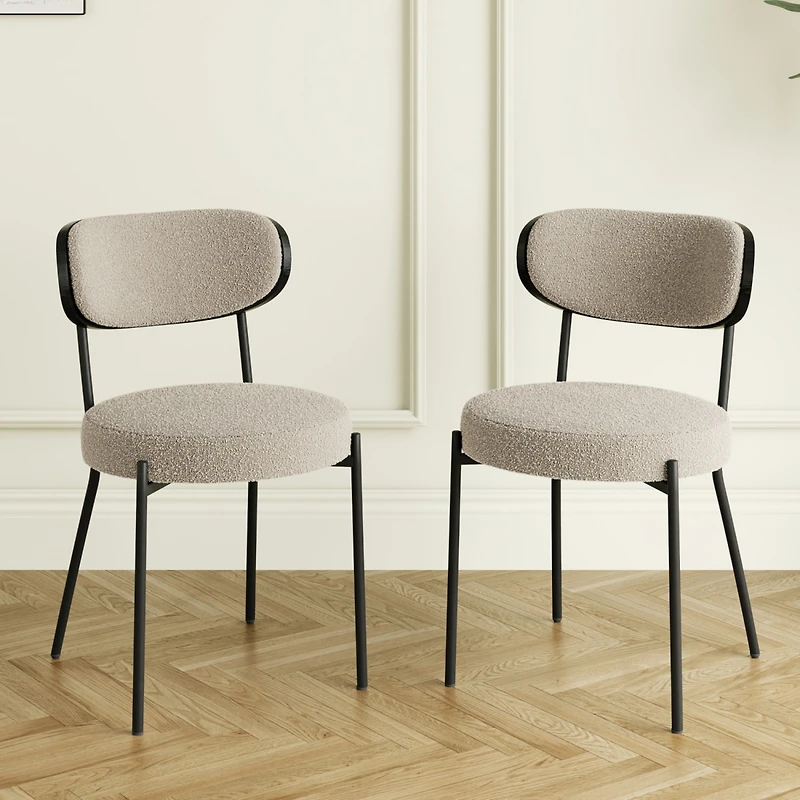 Streamdale Ash Veneer Boucle Kitchen Dining Chair (Set of 2)