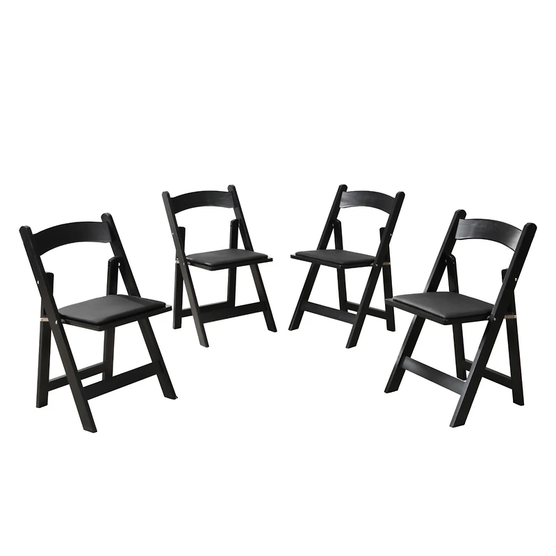 Streamdale Furniture Upholstered Folding Chair, Space Saving,Easy to Carry, 4PCS, Black cushion/Black shelf, Dining room