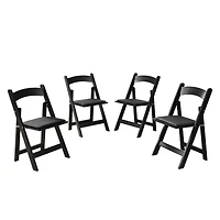 Streamdale Furniture Upholstered Folding Chair, Space Saving,Easy to Carry, 4PCS, Black cushion/Black shelf, Dining room