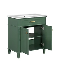 Streamdale Furniture 30" Bathroom Vanity with Ceramic Basin & Soft Close Storage
