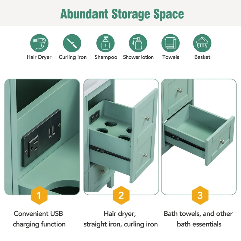 Streamdale (Cabinet Only) 36" Bathroom Vanity-Green (Sink not included)
