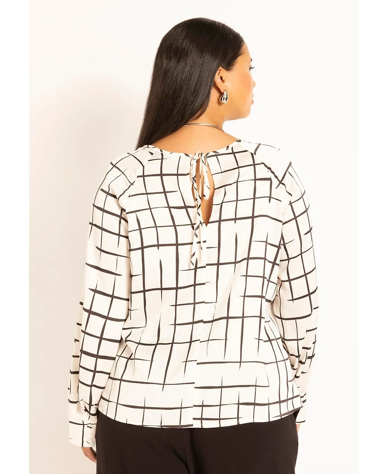 Eloquii Plus Raglan Sleeve Printed Blouse