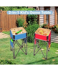 2 Pieces Folding Camping Tables with Large Capacity Storage Sink for Picnic