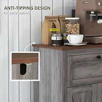Farmhouse Barn Door Accent Cabinet, Kitchen Sideboard Storage Cabinet with Double Doors, Drawer, and Adjustable Shelf for Bedroom, Living Room, Gray