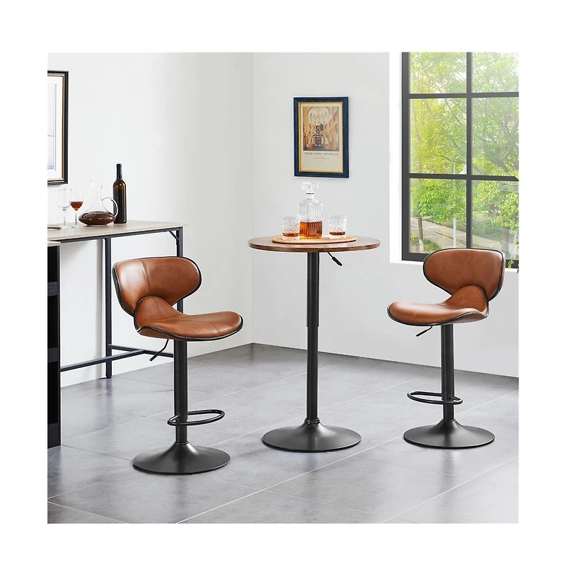 Yaheetech Adjustable Pub Round Table with 360° Swivel Tabletop