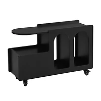 Simplie Fun Mobile End Table with lockable wheels, Cream Style Side Table with Storage Drawer, 11.8inch Narrow Nightstand with Multi-layer Storage, Li