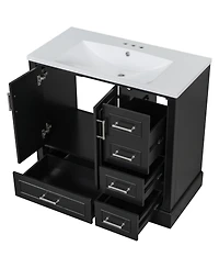 Streamdale 36" Black Traditional Vanity with Resin Sink Combo