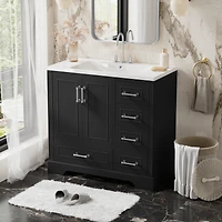 Streamdale 36" Black Traditional Vanity with Resin Sink Combo