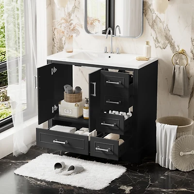 Streamdale 36" Black Traditional Vanity with Resin Sink Combo