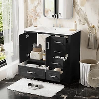 Streamdale 36" Black Traditional Vanity with Resin Sink Combo