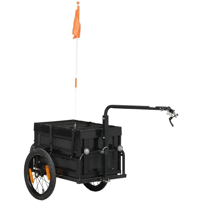 Bike Cargo Trailer, Bicycle Trailer Wagon Cart with Removable Storage Box, Quick Release 16" Wheels and Safe Reflectors, No Bottom