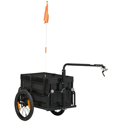 Bike Cargo Trailer, Bicycle Trailer Wagon Cart with Removable Storage Box, Quick Release 16" Wheels and Safe Reflectors, No Bottom